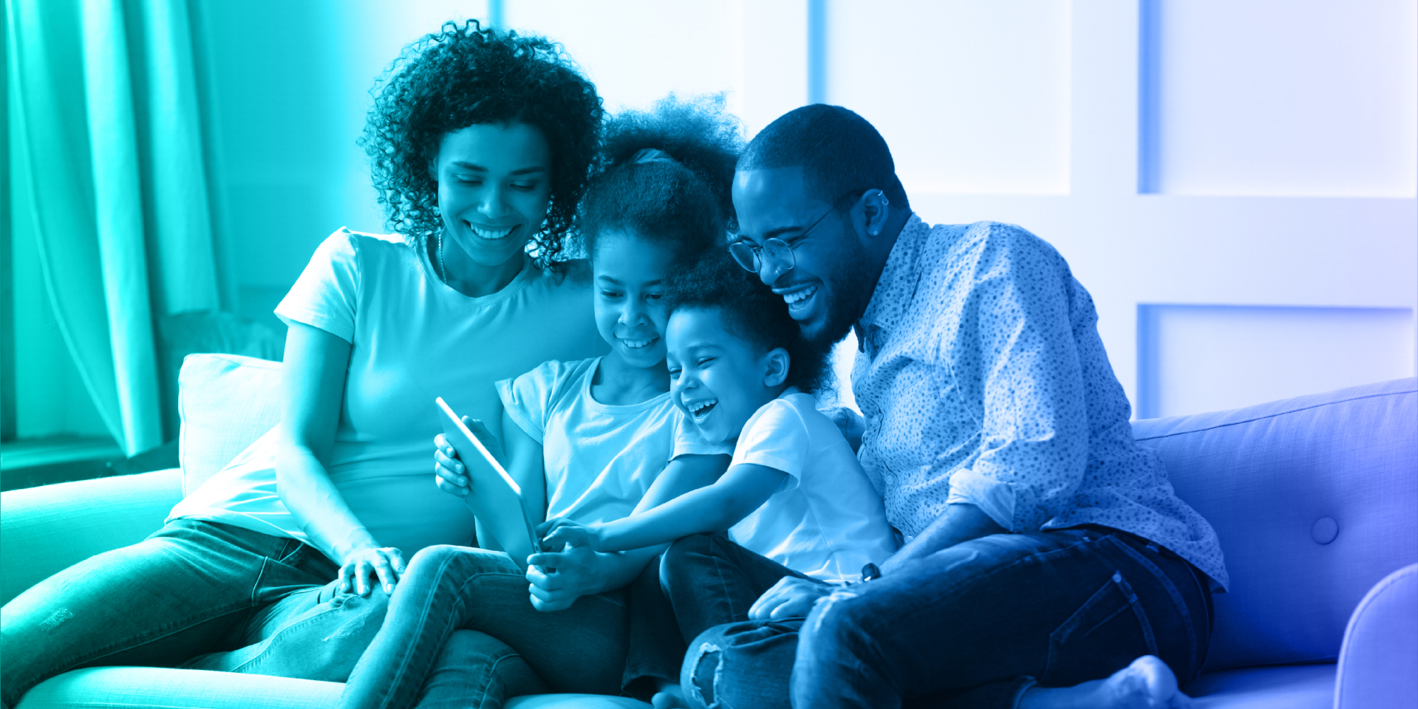 image of family reading together