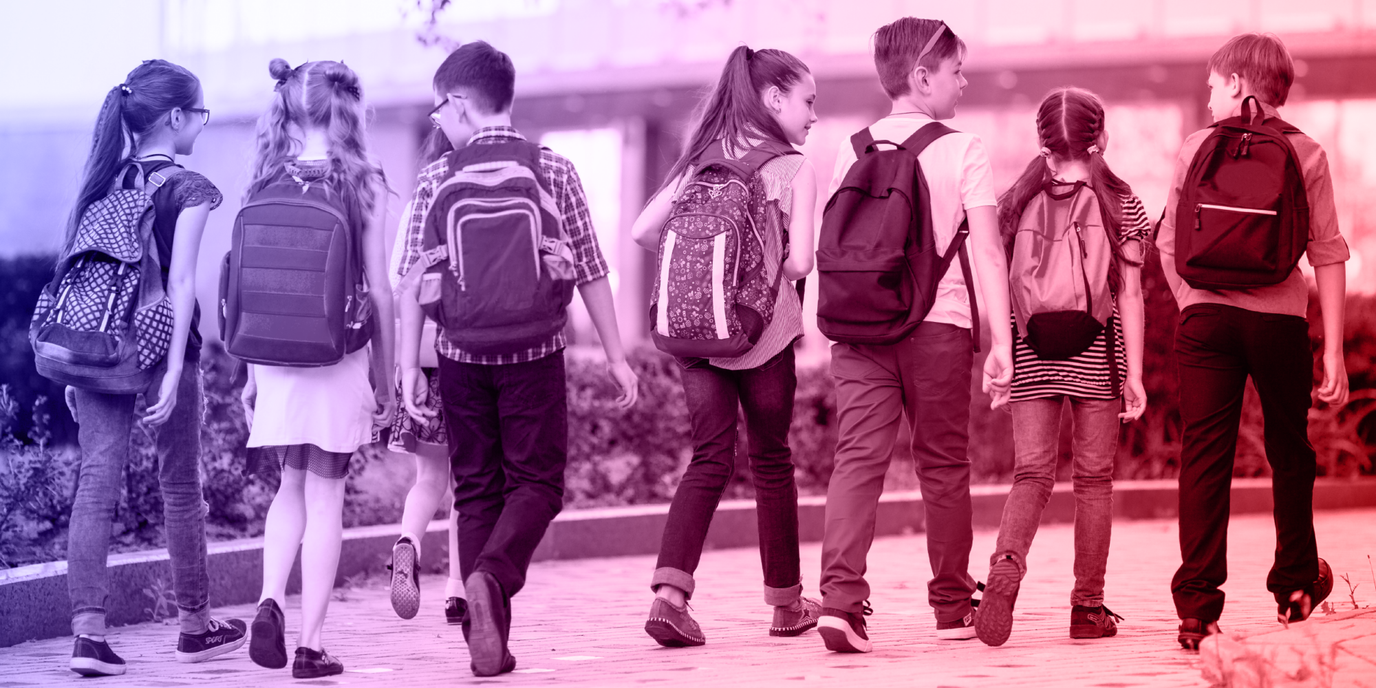 Students walking in a line